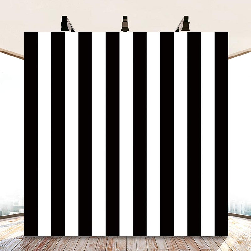 Laeacco 7x7ft Black and White Stripe Photo Backdrop Black Vertical Lines Striped Backdrops Birthday Party Banner Wedding Decoration Newborn Baby Shower Backdrop Children Kids Girls Photo Studio Props - Image 5